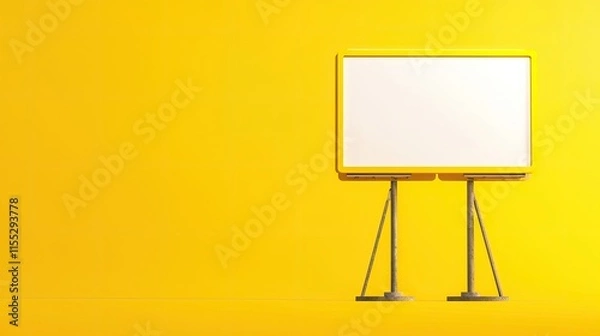 Obraz Bright Yellow Background with Blank Billboard Displaying Copy Space for Advertising and Promotional Messages in Urban Environment