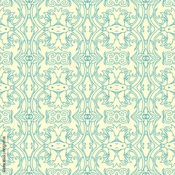 Fototapeta Vector damask seamless pattern background. Elegant luxury texture for wallpapers, backgrounds and page fill
