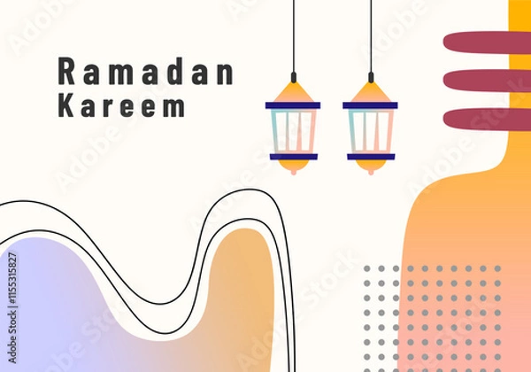 Fototapeta Ramadan Kareem, abstract geometric background, lines.  hanging lantern.