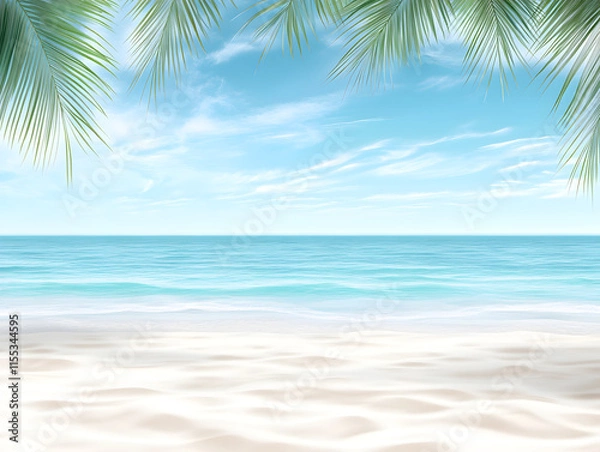 Fototapeta Tranquil beach scene tropical paradise digital artwork serene environment aerial view relaxation concept for seo impact