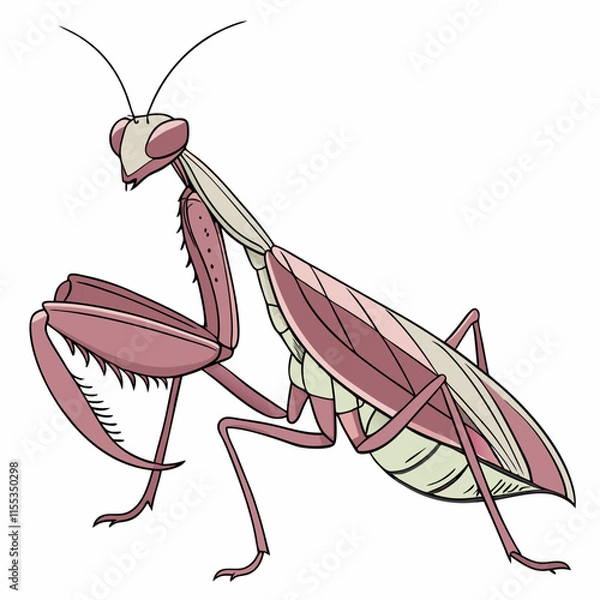 Obraz A striking vector illustration of an orchid mantis in hunting mode, showcasing its unique features and dynamic posture.