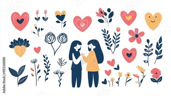 Fototapeta Abstract Love Elements Collection for Creative Designs