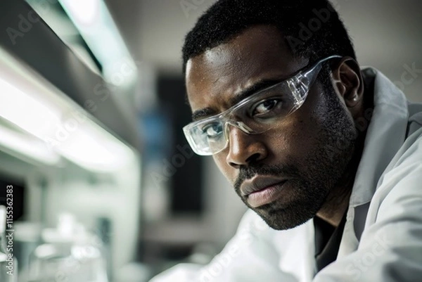 Fototapeta Scientist working in a laboratory, focused on research.