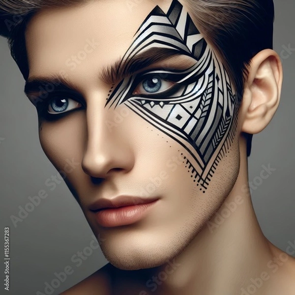 Fototapeta 22 A person with artistic geometric eyeliner designs enhancing t