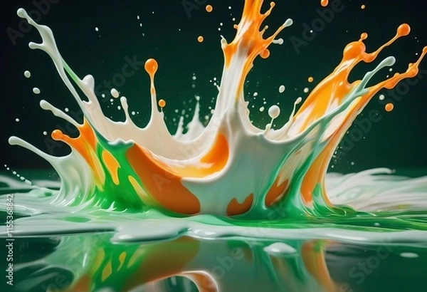 Fototapeta Luxe 3D Liquid Splashes in Turquoise & Coral - A Vibrant Nostalgic Masterpiece