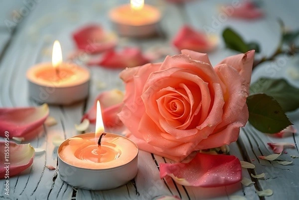 Obraz candle and rose petals