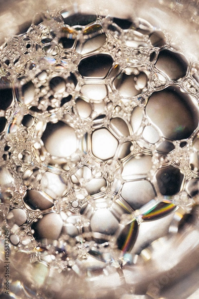 Obraz soap solution, small bubbles top view, texture for computer games