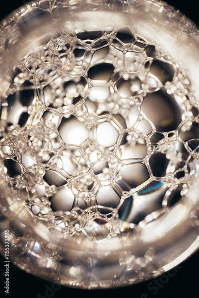 Obraz soap solution, small bubbles top view, texture for computer games