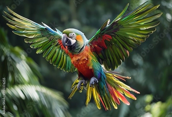 Fototapeta 85 parrots squawk a parrot in flight its feathers bursting into