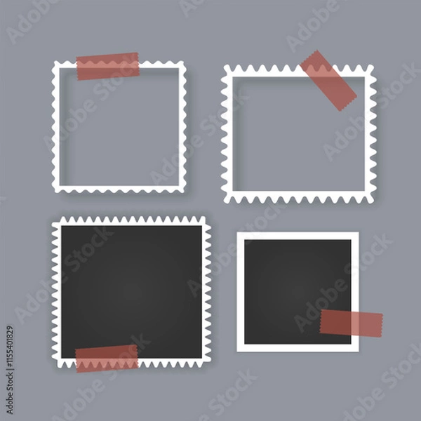 Fototapeta Retro photo frames Vintage paper picture frame Realistic blank photo card frame Vector Format