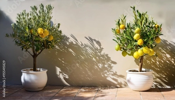 Fototapeta Lemon and olive trees