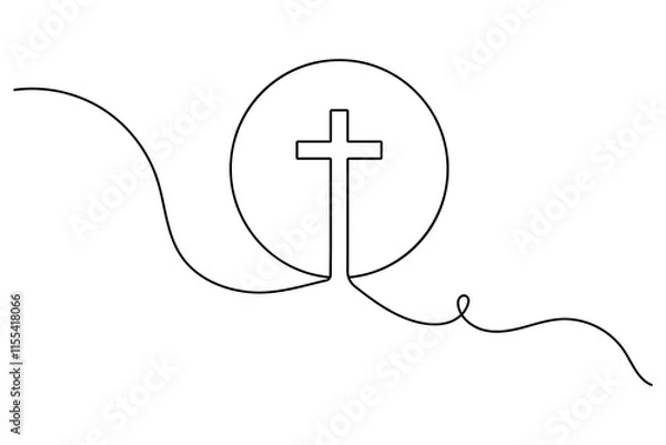 Obraz Christian three cross icon continuous one line art drawing of white background 