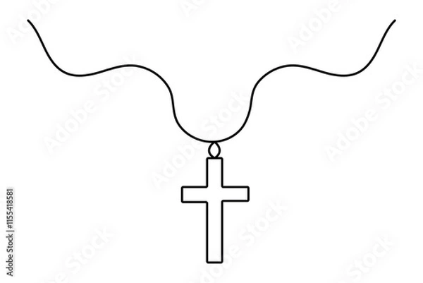 Obraz Christian three cross icon continuous one line art drawing of white background 
