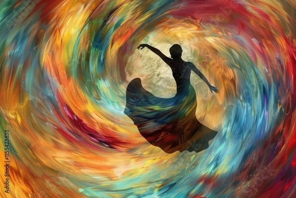 Fototapeta Dance of colors in a vibrant swirl creating a dynamic motion filled with energy and artistic expression