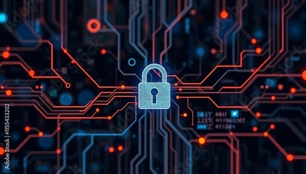 Fototapeta Digital Cybersecurity Network Lock Protection System