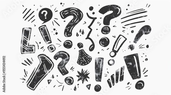Fototapeta Grunge Exclamation Question Marks Sketch Vector