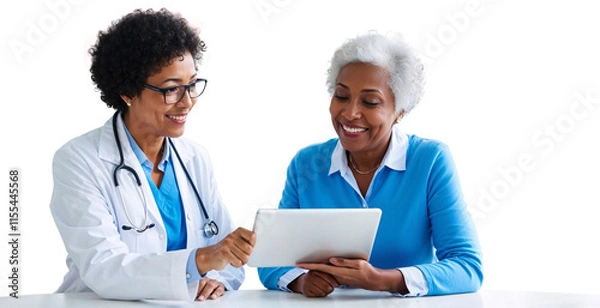 Fototapeta Doctor Discussing Test Results with Elderly Patient Using Digital Tablet
Asian Grandma Receiving Care at Home, with Life Insurance and Healthcare Support for Long Life Isolated transparency PNG format