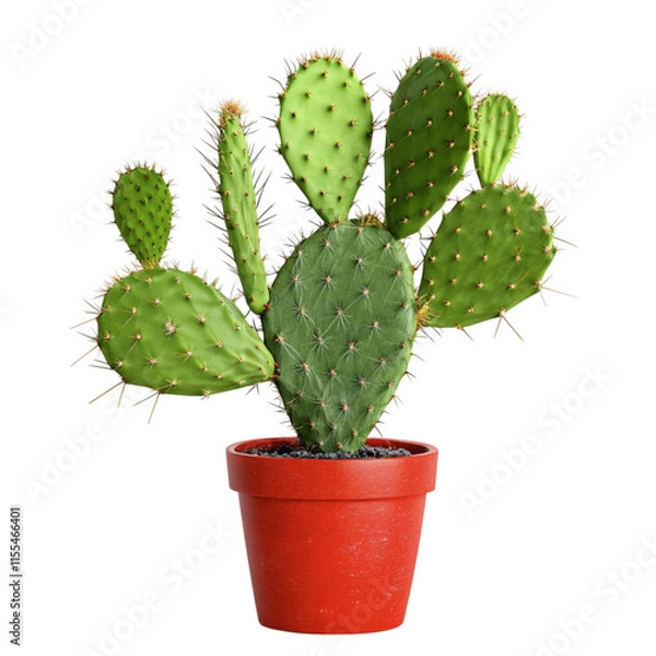 Fototapeta Opuntia cactus in a pot isolated on transparent background png