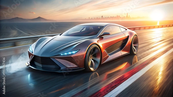 Fototapeta design of modern a car runing on the road