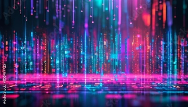 Fototapeta Hi-tech style abstraction. Cyberspace background. Bokeh effect. Big data concept.