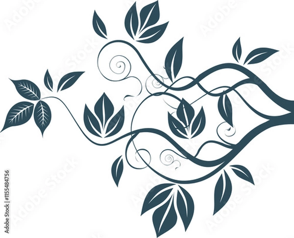 Obraz Abstract floral design with curved stem illustration