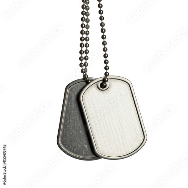 Fototapeta Military-style dog tags isolated on transparent background png