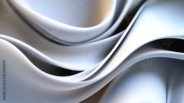 Fototapeta Abstract White Curves: A Study in Smooth, Flowing Lines and Subtle Light Play