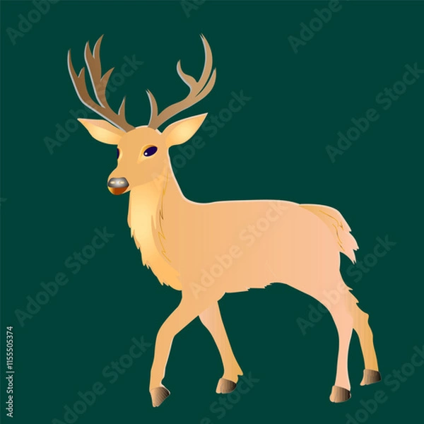 Fototapeta Deer on a dark background. Illustration vector 