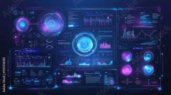 Fototapeta Futuristic Touchscreen Panels with Advanced Design