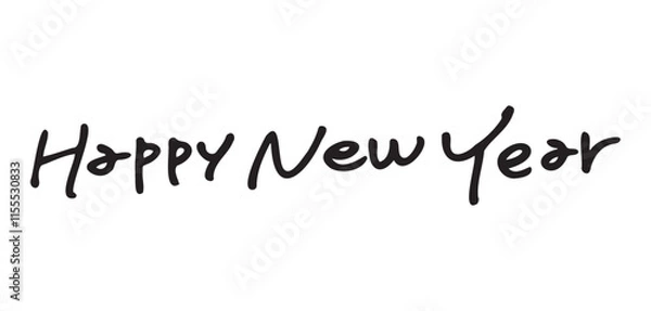 Obraz おしゃれな手書き文字のハッピーニューイヤー　happy new year 横1行