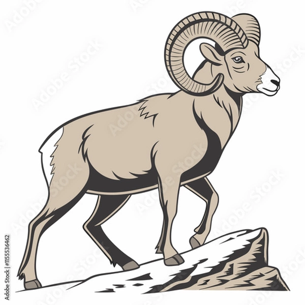 Obraz A high-quality digital image of a bighorn sheep, perfect for wildlife and nature-themed projects.