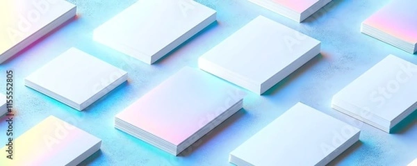 Fototapeta An isometric view of a collection of white horizontal A4 poster