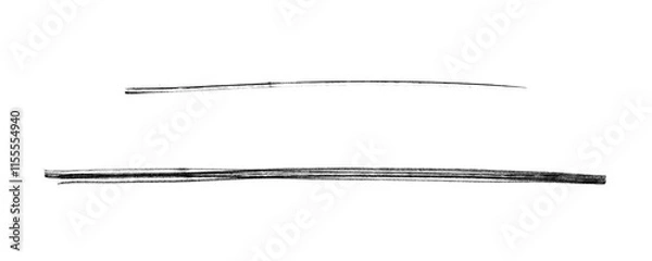 Fototapeta Set of Two Long Line | Black Marker PNG Isolated hand drawn doodle Elements on transparent background