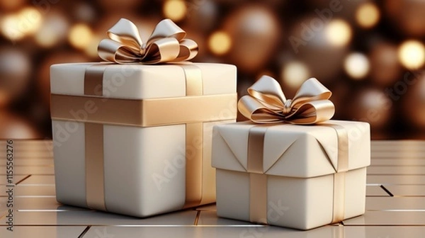 Fototapeta White folding gift box with Opened and closed gift box. 3d rendering in simple solid background
