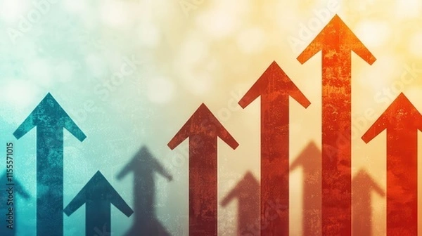 Fototapeta Digital display of PMI growth figures with upward arrows, symbolizing increasing business confidence and economic activity