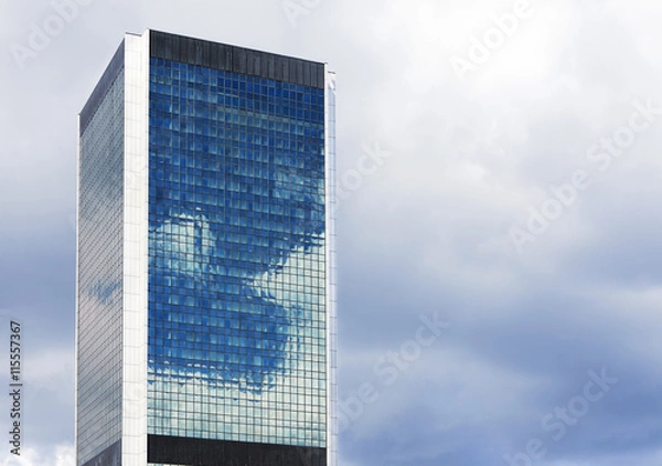 Obraz Top of skyscrapers on overcast sky