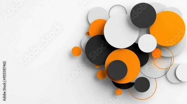 Fototapeta Abstract Composition of Colorful Circles on White Background for Creative Design Projects