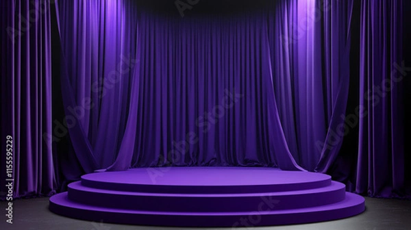 Fototapeta purple podium with product display empty stage display stand studio background 3d render.