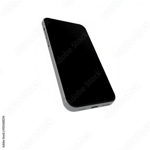 Fototapeta Modern smartphone with black screen and sleek design isolated on transparent background
