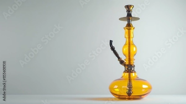 Obraz Beautiful yellow hookah on a white background