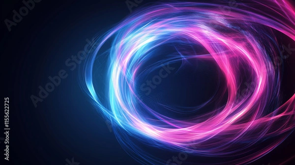 Fototapeta Dynamic swirling colors create a vibrant abstract design with blue and pink tones on a dark background
