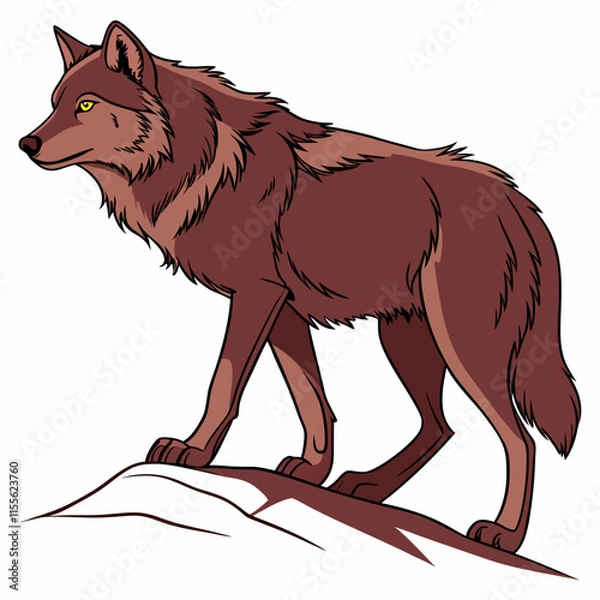 Obraz "Red-Wolf: A fierce, captivating digital artwork of a red wolf, symbolizing strength and mystery."