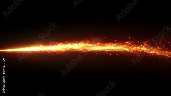 Obraz A dynamic trail of fire sweeping across the blackness in a streak of light and heat
