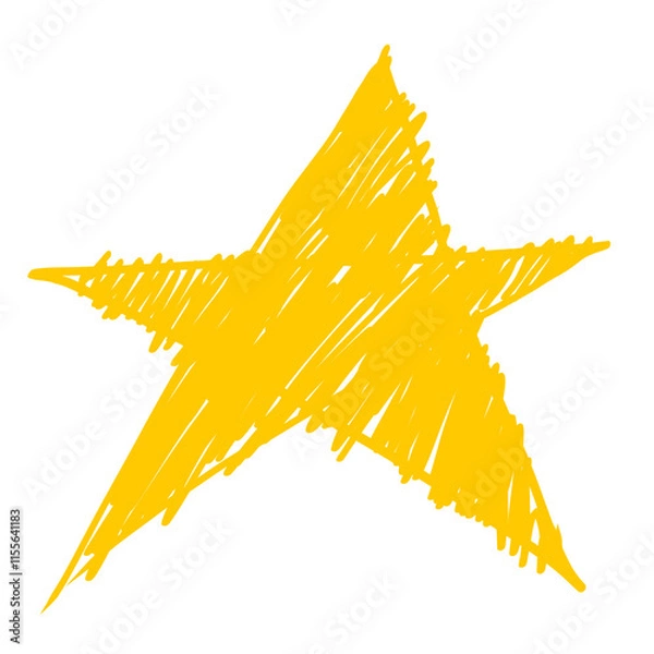 Fototapeta Yellow star symbol crayon drawn shapes element PNG transparent 