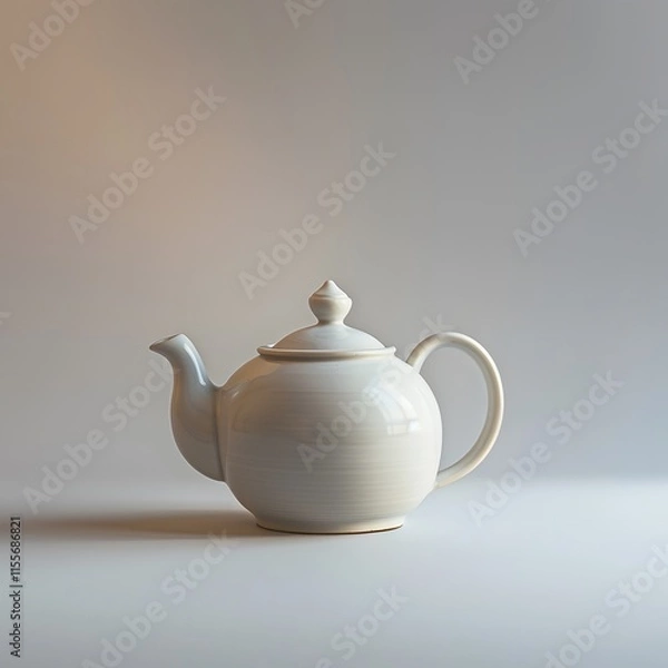 Obraz Elegant white ceramic teapot with a sleek design on soft backdrop