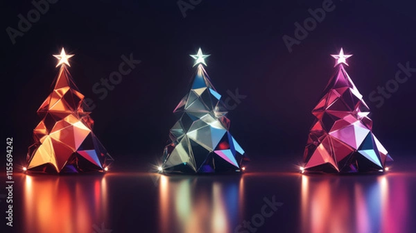 Fototapeta Hologram 2025. Lettering 2025 of polygons, triangles of points and lines. Christmas inscription low poly compound structure. The technology concept.