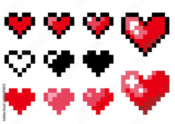 Obraz ドットで描いたハートセット