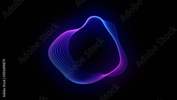 Fototapeta Neon futuristic Artificial Intelligence background of abstract gradient glowing lines. Virtual AI assistant and voice assistant concept. Audio waveform visualization, audio spectrum. Big data. 