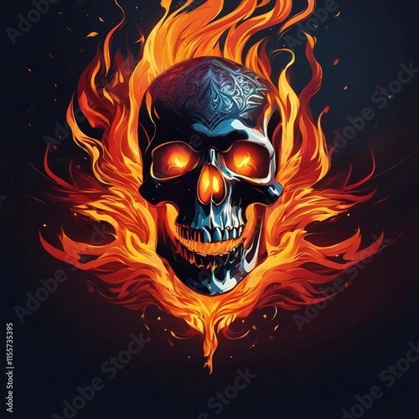 Obraz skull on fire