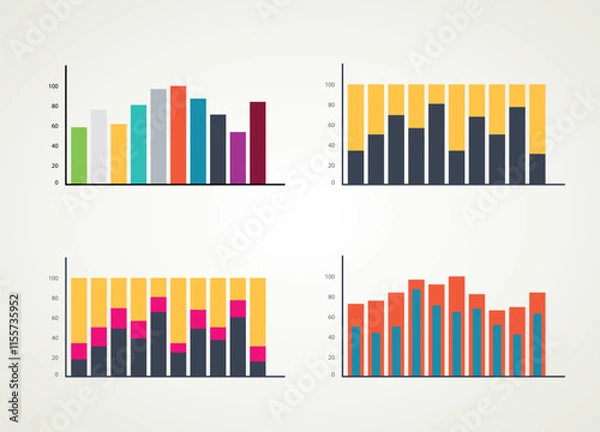 Obraz Set of elements chart for infographics graphs diagrams Chart in color